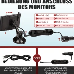 CARMATRIX Solar Funk Rückfahrkamera im Kennzeichen mit Monitor Rückfahrsystem Auto