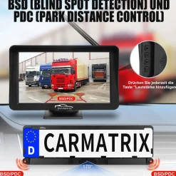 CARMATRIX Solar Rückfahrsystem PDC Einparksensoren mit Android Auto und Apple CarPlay