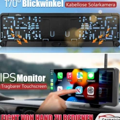 CARMATRIX Solar Rückfahrsystem PDC Einparksensoren mit Android Auto und Apple CarPlay