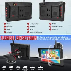 CARMATRIX Solar Rückfahrsystem mit Android Auto und CarPlay Magnet Rückfahrkamera