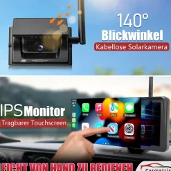 CARMATRIX Solar Rückfahrsystem mit Android Auto und CarPlay Magnet Rückfahrkamera