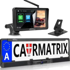 CARMATRIX Solar Rückfahrsystem mit Android Auto und Apple CarPlay, GoogleMaps, YouTube