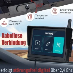 CARMATRIX Solar Rückfahrsystem HD Rückfahrkamera im Nummernschild mit Einparksensoren für Front und Heck