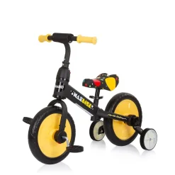 Chipolino Dreirad, Laufrad 2 in 1, Max Bike, 10 Zoll Räder, Pedale, Stützräder gelb Monster