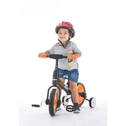 Chipolino Dreirad, Laufrad 2 in 1, Max Bike, 10 Zoll Räder, Pedale, Stützräder gelb Monster