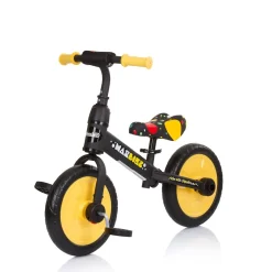 Chipolino Dreirad, Laufrad 2 in 1, Max Bike, 10 Zoll Räder, Pedale, Stützräder gelb Monster