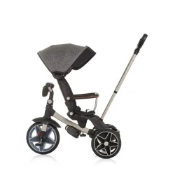 Chipolino Dreirad, Tricycle Derby 2 in 1 Musik, Licht, Korb, Schiebegriff, Gurt grau