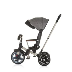 Chipolino Dreirad, Tricycle Derby 2 in 1 Musik, Licht, Korb, Schiebegriff, Gurt grau