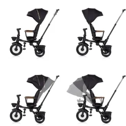 Chipolino Dreirad, Tricycle Urban Lenker mit Licht, klappbar, Sitz drehbar, Korb schwarz