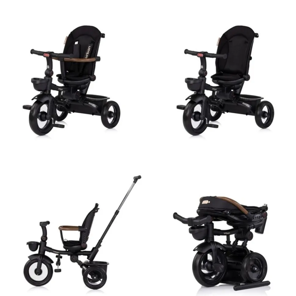 Chipolino Dreirad, Tricycle Urban Lenker mit Licht, klappbar, Sitz drehbar, Korb schwarz