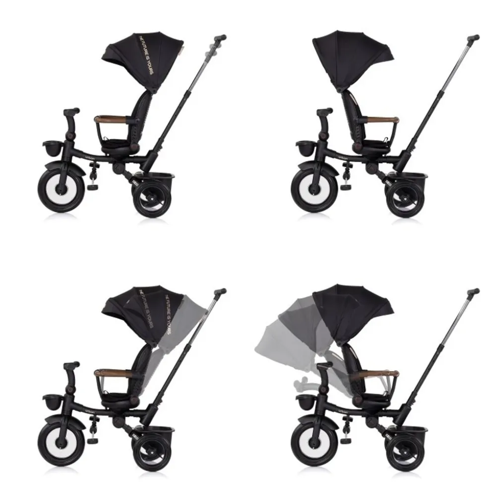 Chipolino Dreirad, Tricycle Urban Lenker mit Licht, klappbar, Sitz drehbar, Korb schwarz