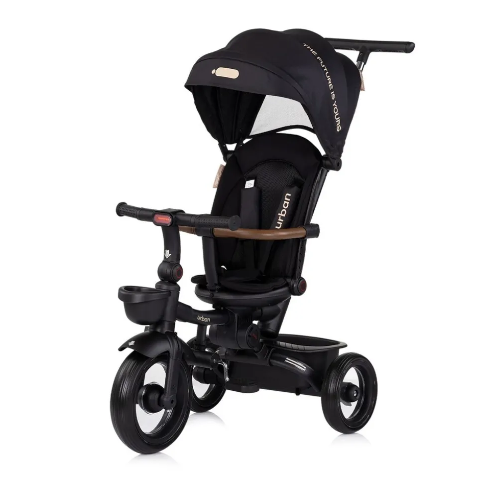 Chipolino Dreirad, Tricycle Urban Lenker mit Licht, klappbar, Sitz drehbar, Korb schwarz