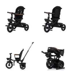 Chipolino Dreirad, Tricycle Urban Lenker mit Licht, klappbar, Sitz drehbar, Korb schwarz