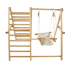 Chipolino Holz-Klettergerüst 2 in 1 höhenverstellbare Schaukel, zusammenklappbar braun