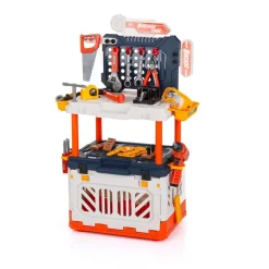 Chipolino 4 in 1 Kinder-Werkbank, 90-teiliges Spielwerkzeugset, Lichteffekte bunt