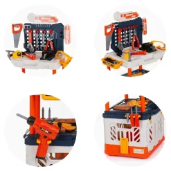 Chipolino 4 in 1 Kinder-Werkbank, 90-teiliges Spielwerkzeugset, Lichteffekte bunt