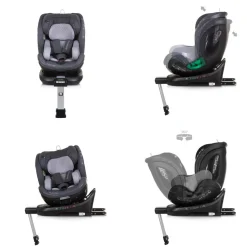Chipolino i-Size Kindersitz Maximus (40 - 150 cm) Isofix Stützbein 360° drehbar grau
