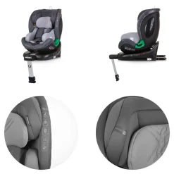 Chipolino i-Size Kindersitz Maximus (40 - 150 cm) Isofix Stützbein 360° drehbar grau