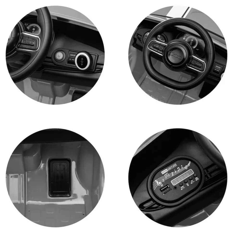 Chipolino Kinder Elektroauto Fiat 500 Fernbedienung, Sicherheitsgurt, MP3, USB pink