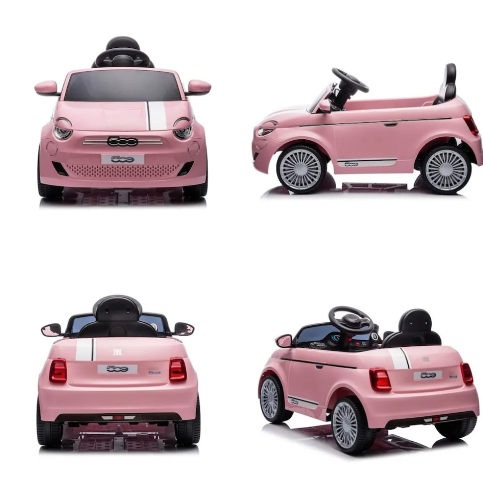 Chipolino Kinder Elektroauto Fiat 500 Fernbedienung, Sicherheitsgurt, MP3, USB pink