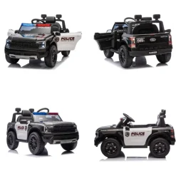Chipolino Kinder Elektroauto Ford Police Bluetooth, Fernbedienung, Gurt, MP3 schwarz
