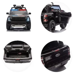 Chipolino Kinder Elektroauto Ford Police Bluetooth, Fernbedienung, Gurt, MP3 schwarz