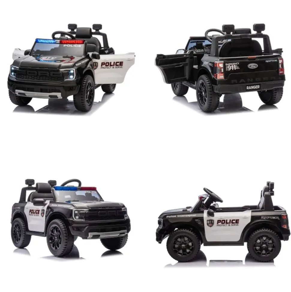 Chipolino Kinder Elektroauto Ford Police Bluetooth, Fernbedienung, Gurt, MP3 schwarz