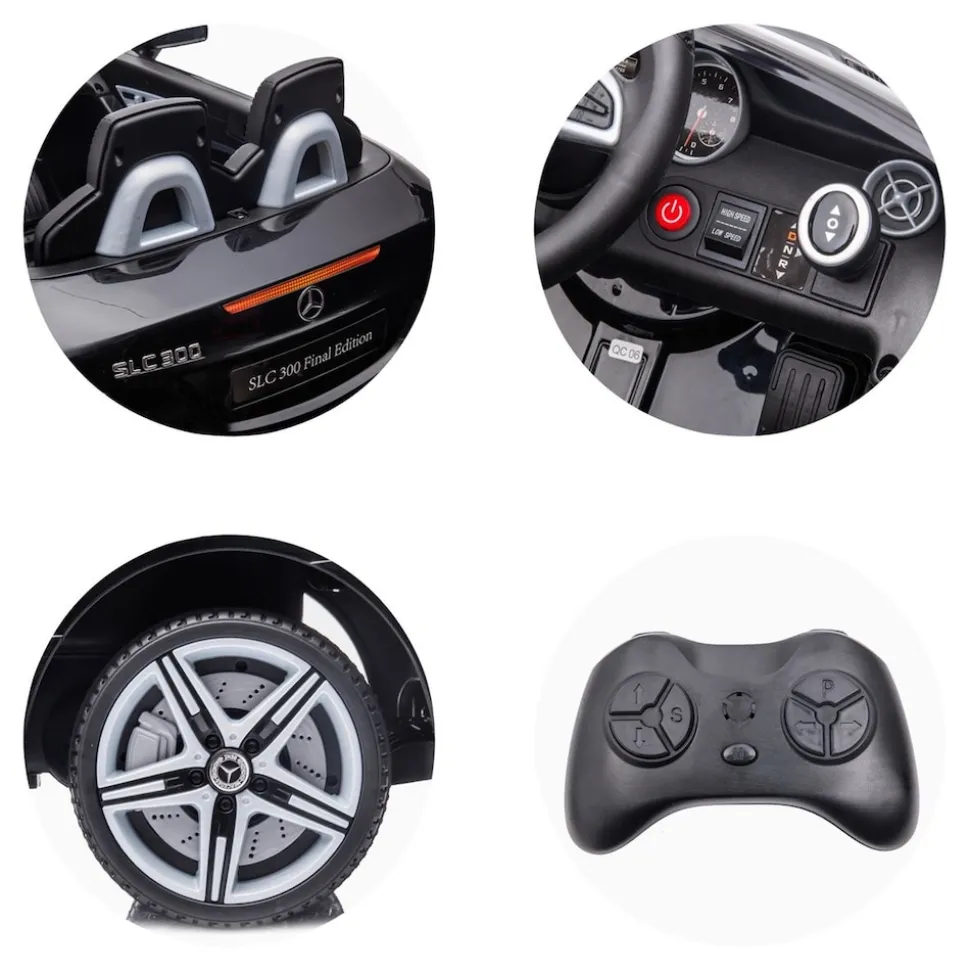 Chipolino Kinder Elektroauto Mercedes Benz SLC300 Fernbedienung MP3 Bluetooth schwarz