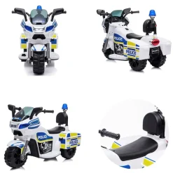 Chipolino Kinder Elektromotorrad Polizei 3 Räder Scheinwerfer Musikfunktion weiß blau