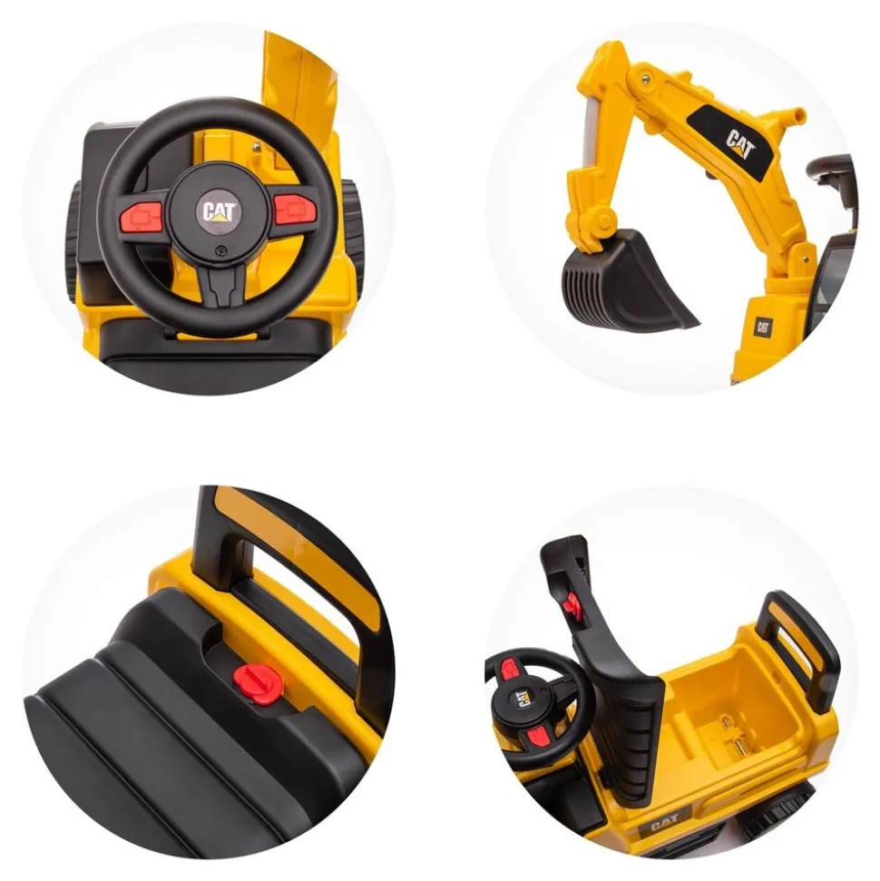 Chipolino Kinder Rutschauto CAT Excavator Bagger Schaufel Staufach ab 12 Monaten gelb