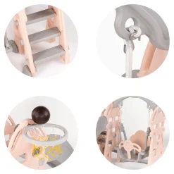 Chipolino Kinderrutsche, Schaukel, Basketballkorb, Ball, drei Stufen, ab 1 Jahr rosa