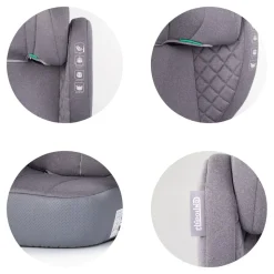 Chipolino Kindersitz Cyber i-Size (100-150cm) Sitzerhöhung, höhenverstellbar grau