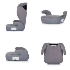 Chipolino Kindersitz Cyber i-Size (100-150cm) Sitzerhöhung, höhenverstellbar grau