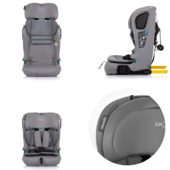 Chipolino Kindersitz i-Size LUX X (76-150cm) Gruppe 1/2/3, Isofix, Top Tether grau