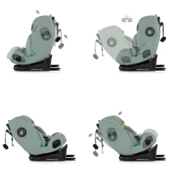 Chipolino Kindersitz Techno iGROW i-Size (40-150cm) Isofix Top Tether Kopfstütze grün