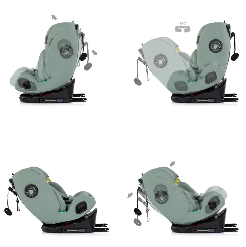 Chipolino Kindersitz Techno iGROW i-Size (40-150cm) Isofix Top Tether Kopfstütze grün