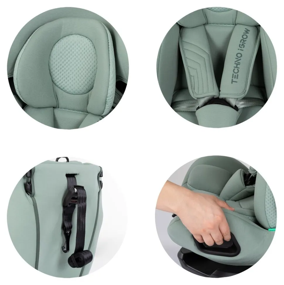 Chipolino Kindersitz Techno iGROW i-Size (40-150cm) Isofix Top Tether Kopfstütze grün