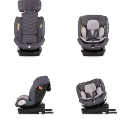 Chipolino Kindersitz Volare i-Size (40-150cm) Isofix, drehbar, SPS, Top Tether grau
