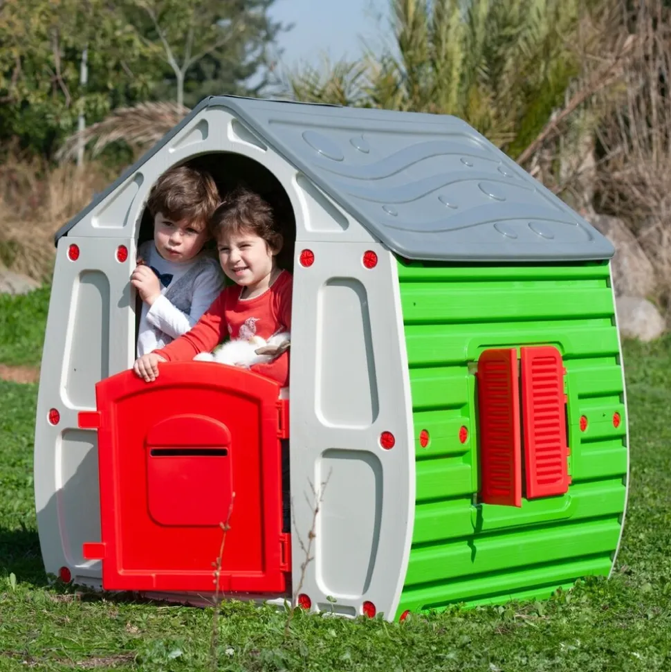 Chipolino Kinderspielhaus Magical, Tür und Fenster zum Öffnen, Briefschlitz grau