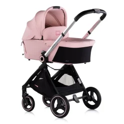 Chipolino Kinderwagen Elite 3 in 1 i-Size Babyschale Sportsitz Babywanne Tasche pink