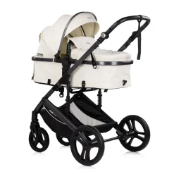 Chipolino Kinderwagen 2 in 1 Amore Getränkehalter Wickeltasche Fußabdeckung Korb beige-schwarz