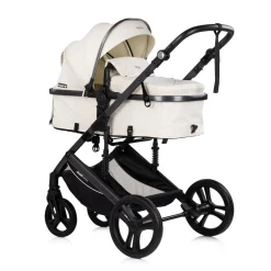 Chipolino Kinderwagen 2 in 1 Amore Getränkehalter Wickeltasche Fußabdeckung Korb beige-schwarz