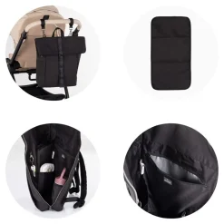 Chipolino Kinderwagen-Rucksack Wickelauflage Thermotasche Reißverschluss Griff schwarz