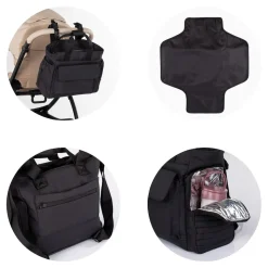 Chipolino Kinderwagentasche Wickeltasche universell Wickelauflage Reißverschluss schwarz