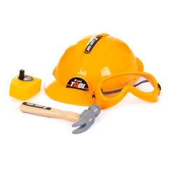 Chipolino Kinderwerkbank, 78-teiliges Spielzeugwerkzeugset, Helm, Bohrer, Säge schwarz