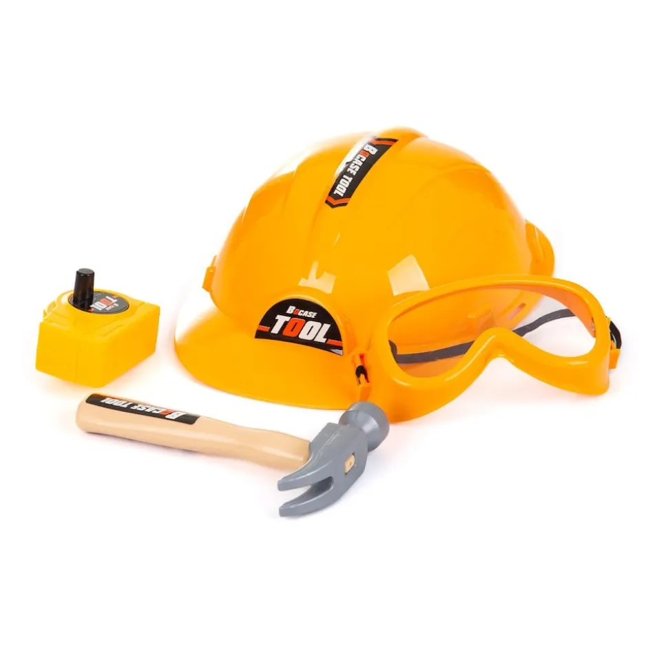 Chipolino Kinderwerkbank, 78-teiliges Spielzeugwerkzeugset, Helm, Bohrer, Säge schwarz