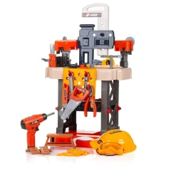 Chipolino Kinderwerkbank, 78-teiliges Spielzeugwerkzeugset, Helm, Bohrer, Säge schwarz