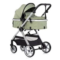 Chipolino Kombikinderwagen 2 in 1 Vista Wickeltasche, Fußabdeckung, Korb, Gurt grün