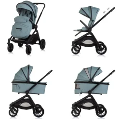 Chipolino Kombikinderwagen Magnum 3 in 1 Babywanne Sportsitz i-Size Babyschale grün
