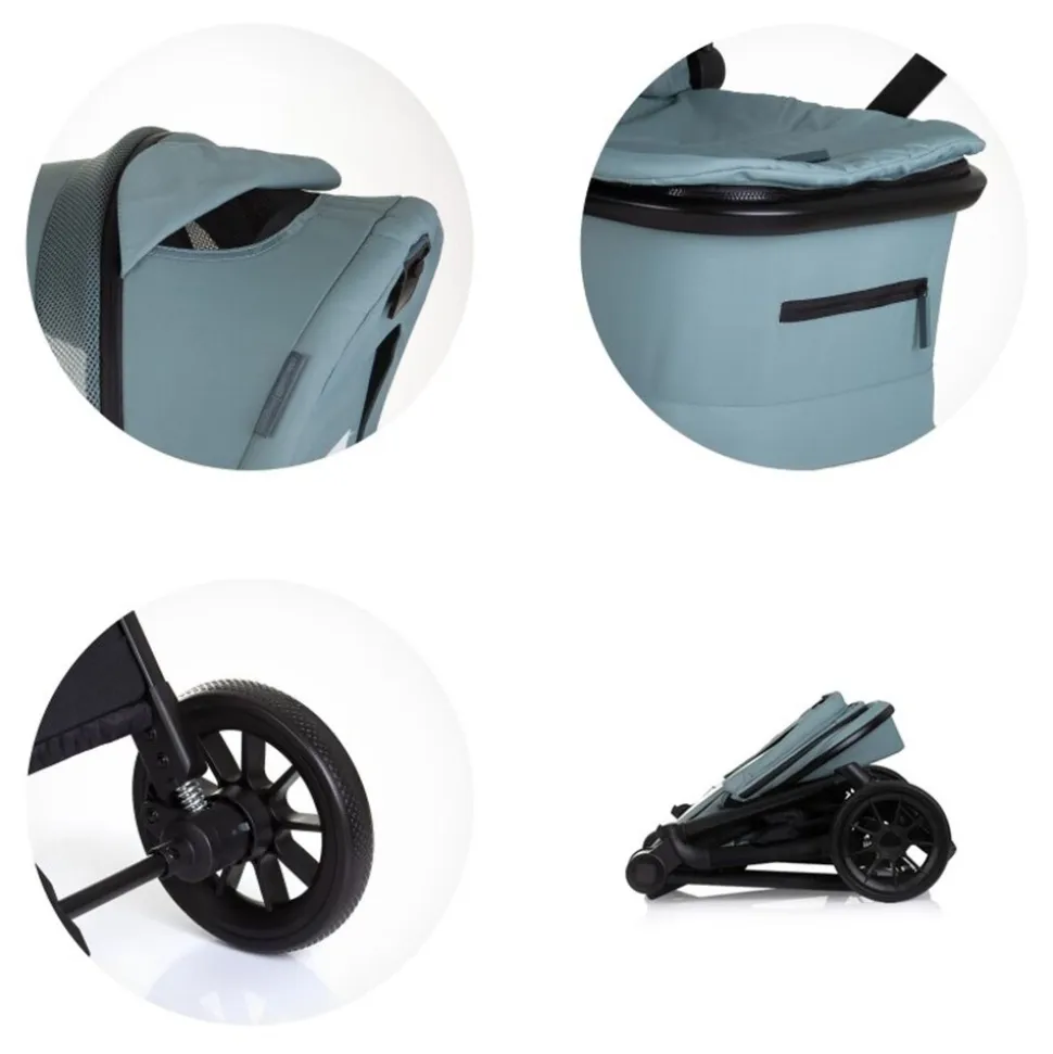 Chipolino Kombikinderwagen Magnum 3 in 1 Babywanne Sportsitz i-Size Babyschale grün
